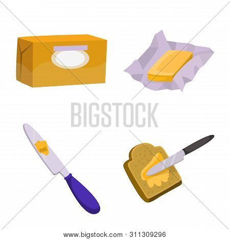 Vector Illustration Of Food And Dairy Logo. Set Of Food And Cholesterol Vector Icon For Stock.