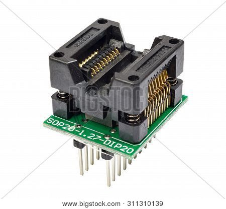 Transition Socket For Microcircuits Isolated On White Background