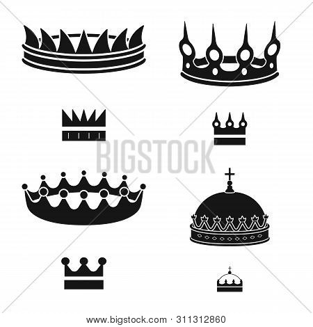 Vector Illustration Of King And Majestic Sign. Set Of King And Gold Vector Icon For Stock.