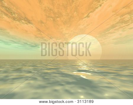 Solnedgang Over havet