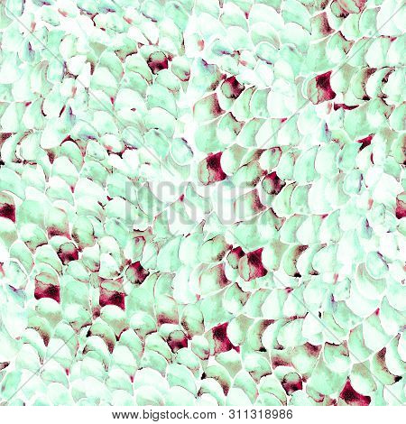 Blue Turquoise Snake Seamless Pattern. Watercolor Hand Drawn Python Print.  Cobra Skin Exotic Textur