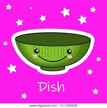 Card For The Development Of Memory And Learning.a Cute Yakisoba Bowl In Japan Kawaii Style. Yakisoba