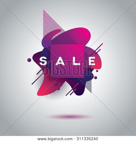 Sale Poster Vector Template With Modern Fluid Shape Design And Gradient Colors. Shopping Promotional