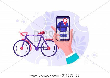 Bike Rental Service. Parking Automat. Active Lifestyle. Urban Transportation System. Young Black Fem