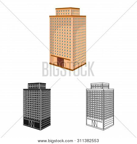 Vector Illustration Of Office And House Icon. Set Of Office And Skyscraper Stock Symbol For Web.