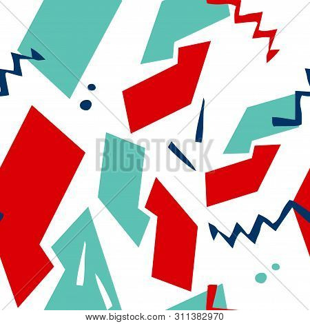 Abstract Seamless Pattern With Graphyc Elements, Modern Abstract Shapes.   Avant-garde Collage Style