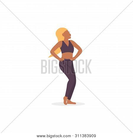 Happy Young Woman Dance Character. Flat Vector Illustration.