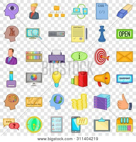 Open Market Icons Set. Cartoon Style Of 36 Open Market Icons For Web For Any Design