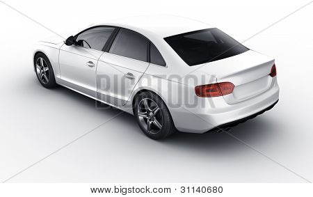 rendering 3D di una brandless auto bianca generica del mio disegno in un studio environemnt
