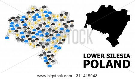 Weather Collage Vector Map Of Lower Silesia Province. Geographic Collage Map Of Lower Silesia Provin