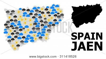 Weather Collage Vector Map Of Jaen Spanish Province. Geographic Collage Map Of Jaen Spanish Province
