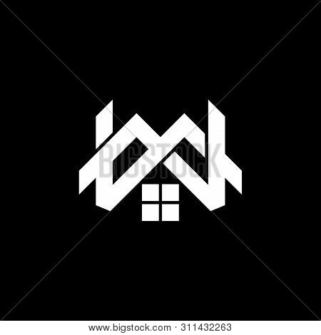 Letter Mw Linked Home Shape Logo Vector