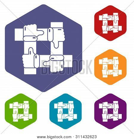 Like Icons Colorful Hexahedron Set Collection Isolated On White