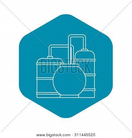 Oil Refinery Icon. Outline Illustration Of Oil Refinery Icon For Webicon. Outline Illustration Of Ic
