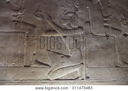 Scene From Abydos Temple In Madfuna, Egypt