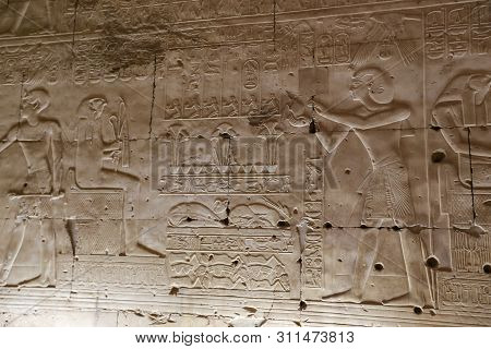 Scene From Abydos Temple In Madfuna, Egypt