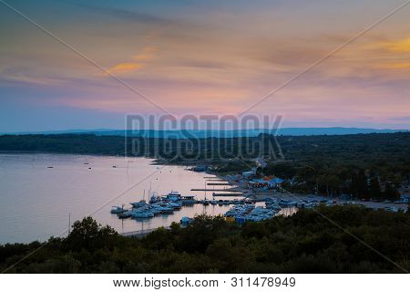 Punat Town In Krk Island, Croatia At Dusk