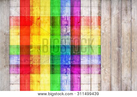 Grunge Surface With Wood Texture Background. Wood Texture Background Surface With Lgbt Natural Patte