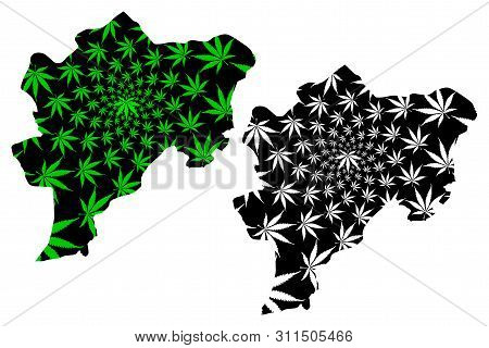 Kayseri (provinces Of The Republic Of Turkey) Map Is Designed Cannabis Leaf Green And Black, Kayseri