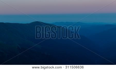Sunset, Mountain Landscape In The Carpathian Mountains, Fagaras, Romania, Outdoors