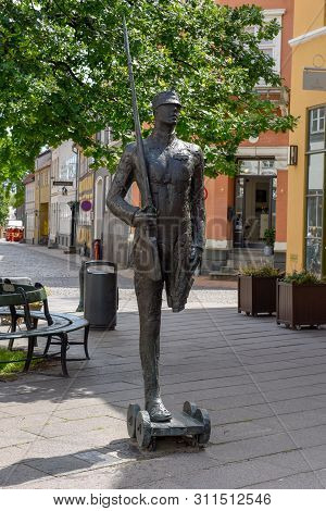 The Tin Soldier Statue From The Tale Of Writer H.c. Andersen At Odense On Denmark