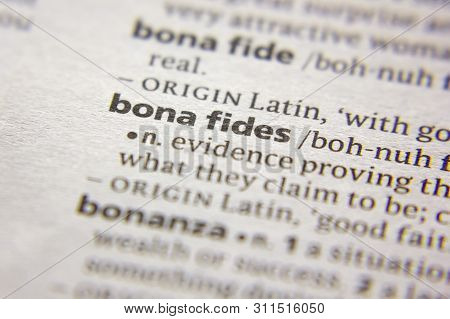 Word Or Phrase Bona Fides In A Dictionary
