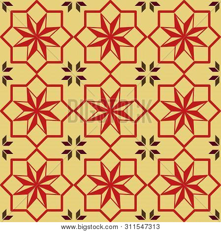 Red Star Decorative Border Seamless Pattern - Vintage Fabric, Wallpapers Or Papers