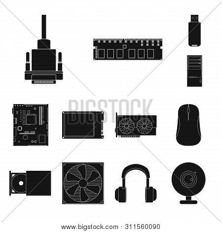 Vector Design Of Internet And Electronics Icon. Set Of Internet And Hardware Stock Vector Illustrati