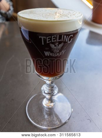 Dublin, Ireland - January 20, 2019 - In The Teeling Distillery Tasting Room Whiskey Based Cocktails 