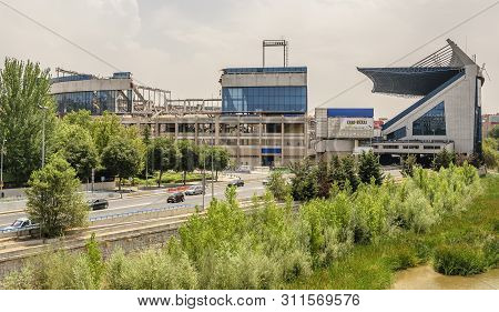 Madrid,spain, July 14, 2019: Demolition Of The Vicente Calderón Stadium, Former Headquarters Of The 