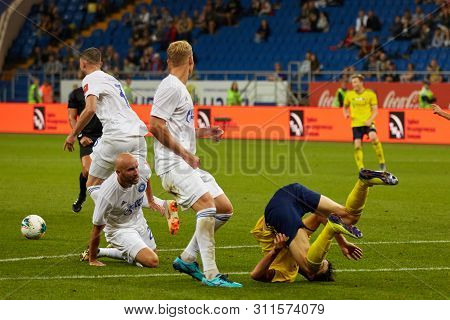 Rostov-on-don, Russia - July 13, 2019: Eldor Shomurodov Of Fc Rostov Make Somersault During The Russ