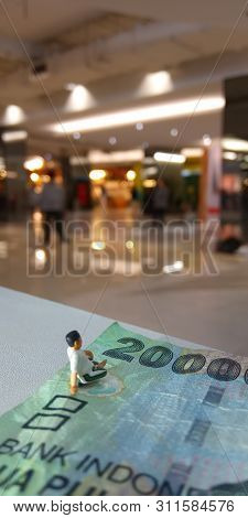 Simple Conceptual Illustration Photo For Consumerism Life Style, Old Man Using Kopiah, Sarung, Indon