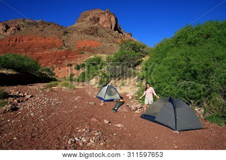 The Hance Rapids Campsite In Grand Canyon National Park, Arizona.