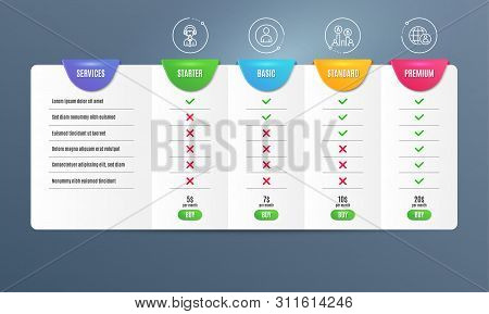 Shipping Support, Ab Testing And Avatar Icons Simple Set. Comparison Table. International Recruitmen
