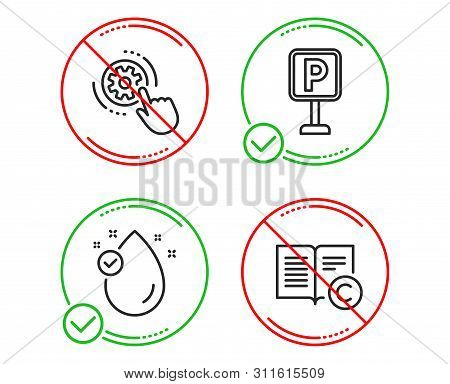 Do Or Stop. Cogwheel Settings, Vitamin E And Parking Icons Simple Set. Copyright Sign. Engineering T