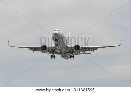 Osaka, Japan - Jun 26, 2019. A Boeing 737-800 Airplane Of Ana All Nippon Airlines Landing At Osaka I