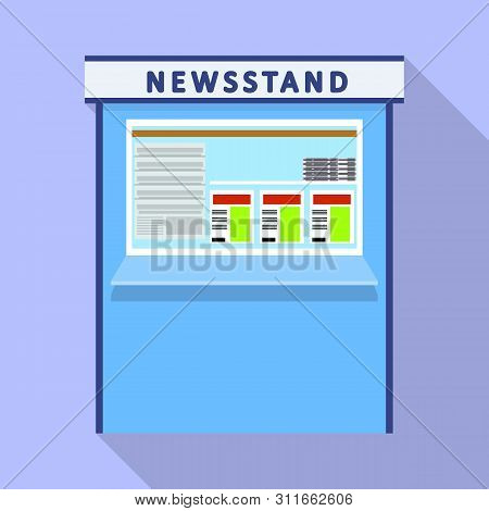Newsstand Kiosk Icon. Flat Illustration Of Newsstand Kiosk Icon For Web Design