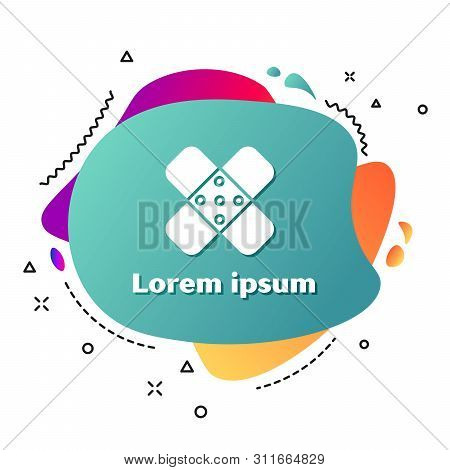 White Crossed Bandage Plaster Icon Isolated On White Background. Medical Plaster, Adhesive Bandage, 