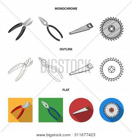 Vector Design Of Tool And Construction Sign. Set Of Tool And Carpentry Stock Vector Illustration.