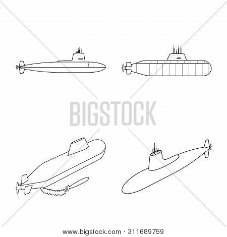 Isolated Object Of Boat And Navy Sign. Set Of Boat And Deep Vector Icon For Stock.