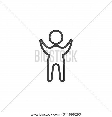Man Hands Up Line Icon. Linear Style Sign For Mobile Concept And Web Design. Human Figure Silhoeutte
