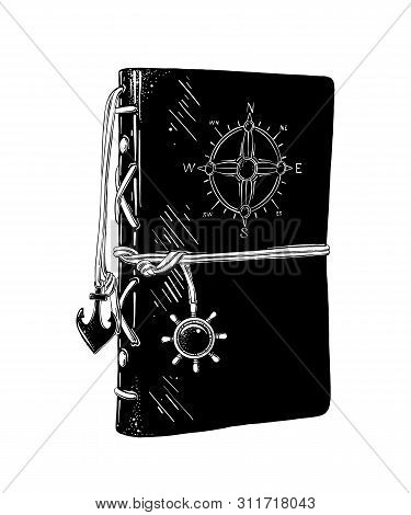 Vector Engraved Style Illustration For Posters, Decoration And Print. Hand Drawn Sketch Of Captain's