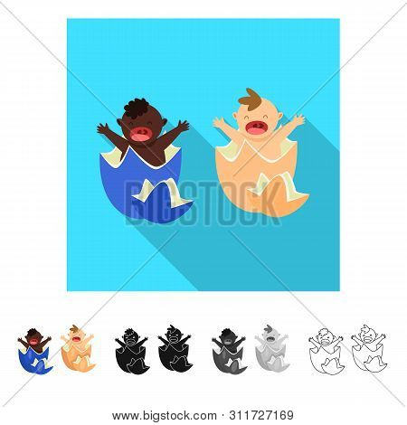 Vector Illustration Of Baby And Newborn Logo. Collection Of Baby And Child Vector Icon For Stock.