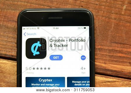 Stavropol, Russian Federation. July 16, 2019. Smartphone With Mobile Application Cryptex - Portfolio