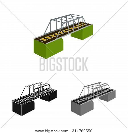 Vector Illustration Of Bridge And Sea Sign. Set Of Bridge And Columns Vector Icon For Stock.