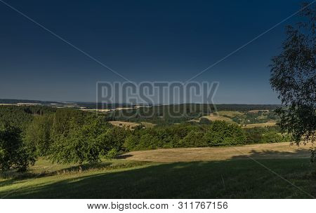 Hot Summer Morning Near Pecka Old Town In East Bohemia With View For Landscape