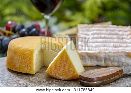 French Cheeses Collection, Yellow Riche De Saveurs, Vieux Pane And Le Peche Des Bons Peres Cheeses S
