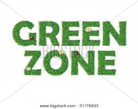 Zelená zóna text s trávou