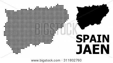 Pixelated Map Of Jaen Spanish Province Composition And Solid Illustration. Vector Map Of Jaen Spanis