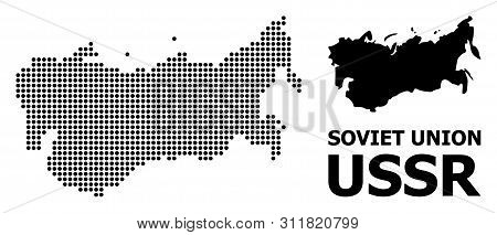 Dot Map Of Ussr Composition And Solid Illustration. Vector Map Of Ussr Composition Of Spheric Spots 